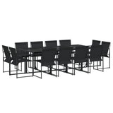 13 Piece Garden Dining Set Black Textilene
