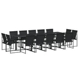 15 Piece Garden Dining Set Black Textilene - Front View