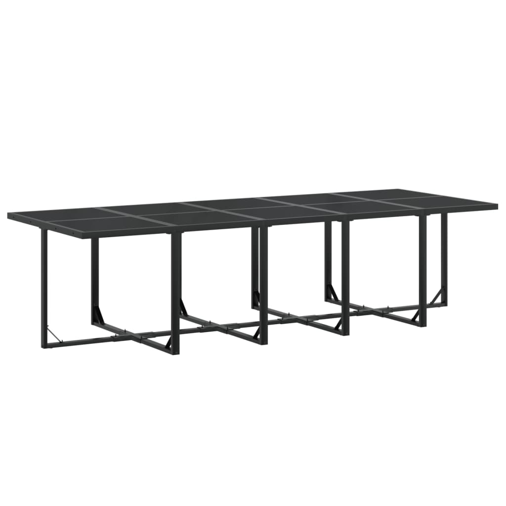 15 Piece Garden Dining Set Black Textilene