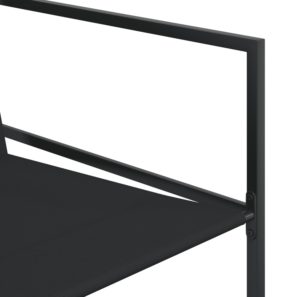 15 Piece Garden Dining Set Black Textilene