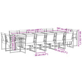15 Piece Garden Dining Set Black Textilene