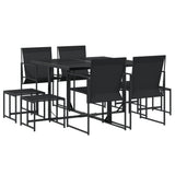 9 Piece Garden Dining Set Black Textilene - Front View