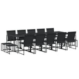 15 Piece Garden Dining Set Black Textilene