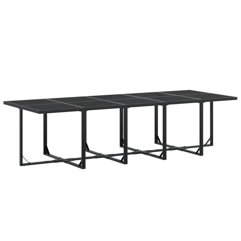15 Piece Garden Dining Set Black Textilene