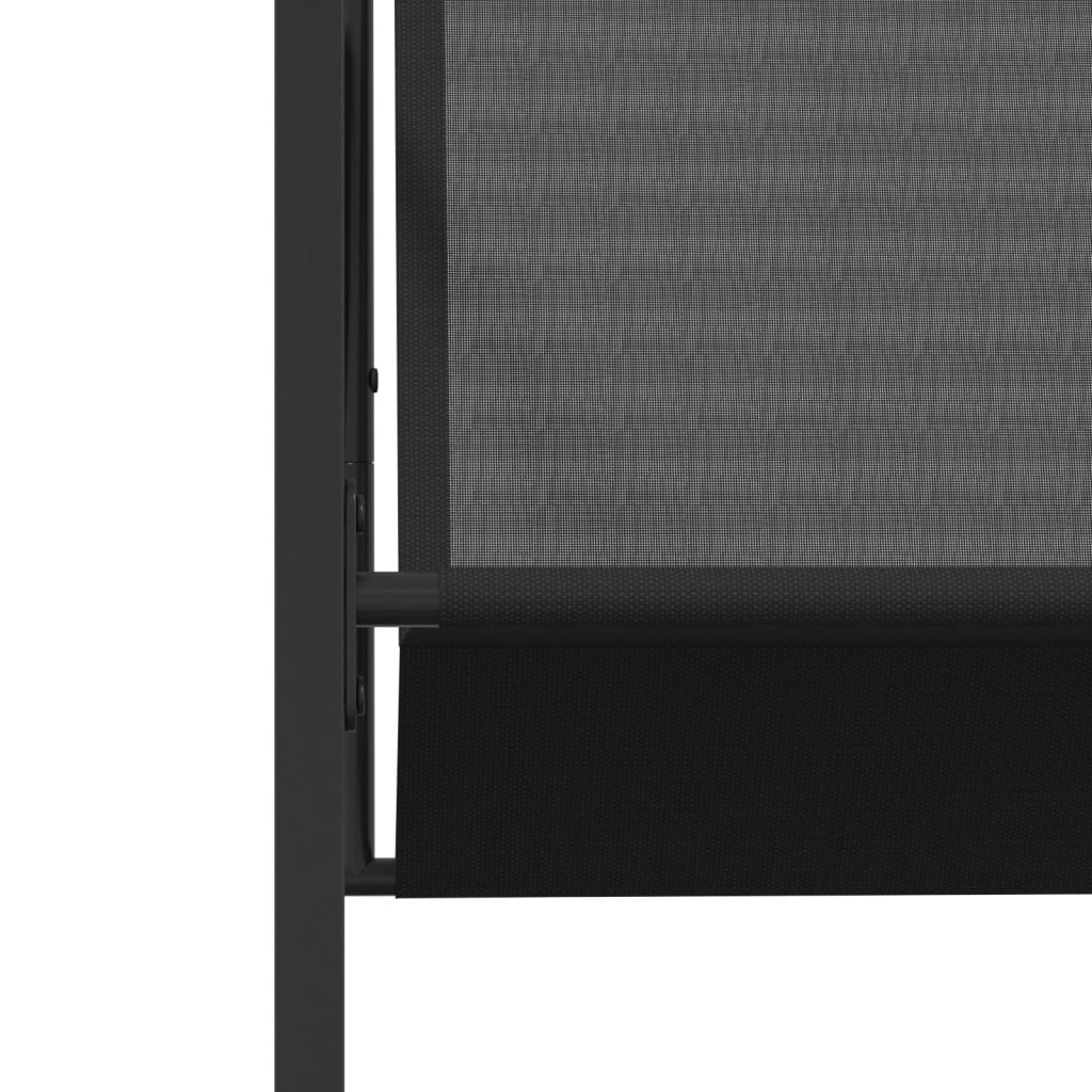 15 Piece Garden Dining Set Black Textilene