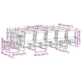 15 Piece Garden Dining Set Black Textilene