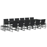 17 Piece Garden Dining Set Black Textilene