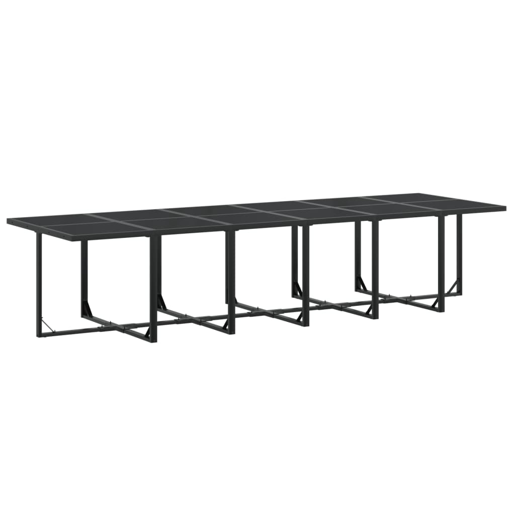 17 Piece Garden Dining Set Black Textilene
