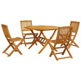 5 Piece Folding Garden Dining Set Solid Wood Acacia - Front View