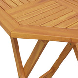 3 Piece Folding Bistro Set Solid Wood Acacia - Close-Up Angle