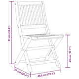 3 Piece Folding Bistro Set Solid Wood Acacia - Extra Image