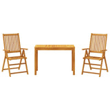 3 Piece Garden Dining Set Solid Wood Acacia - Front View