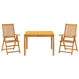 3 Piece Garden Dining Set Solid Wood Acacia - Front View