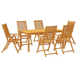 7 Piece Garden Dining Set Solid Wood Acacia - Front View