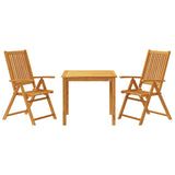 3 Piece Garden Dining Set Solid Wood Acacia - Front View