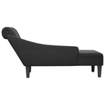 Chaise Lounge with Pillow and Right Armrest Black Fabric