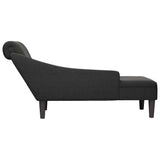 Chaise Lounge with Pillow and Right Armrest Black Fabric - 45-Degree Angle