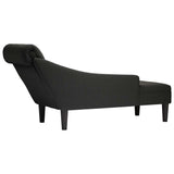 Chaise Lounge with Pillow and Right Armrest Black Fabric