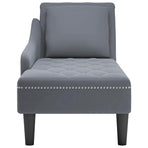 Chaise Lounge with Pillow and Right Armrest Dark Grey Velvet