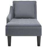 Chaise Lounge with Pillow and Right Armrest Dark Grey Velvet - Top-Down View