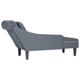 Chaise Lounge with Pillow and Right Armrest Dark Grey Velvet - Rear View