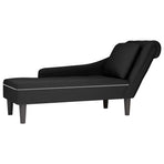 Chaise Lounge with Pillow and Right Armrest Black Velvet