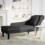 Chaise Lounge with Pillow and Right Armrest Black Velvet - Side View