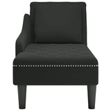 Chaise Lounge with Pillow and Right Armrest Black Velvet - Top-Down View