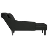 Chaise Lounge with Pillow and Right Armrest Black Velvet - 45-Degree Angle