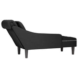 Chaise Lounge with Pillow and Right Armrest Black Velvet - Rear View