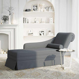 Chaise Lounge with Bolster and Right Armrest Dark Grey Velvet - Front View