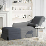 Chaise Lounge with Bolster and Right Armrest Dark Grey Velvet - Side View