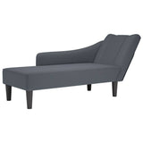 Chaise Lounge with Right Armrest Dark Grey Velvet