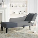 Chaise Lounge with Right Armrest Dark Grey Velvet