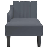 Chaise Lounge with Right Armrest Dark Grey Velvet
