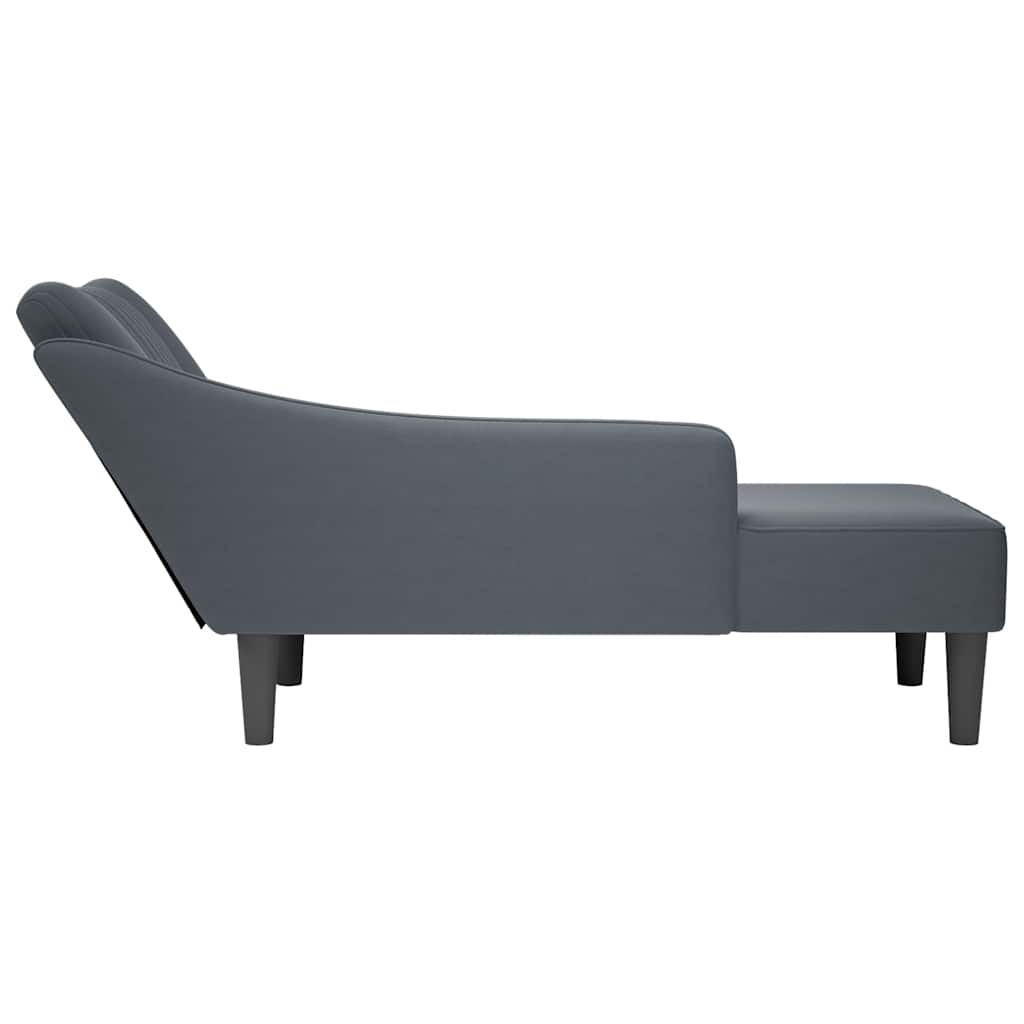 Chaise Lounge with Right Armrest Dark Grey Velvet