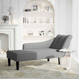 Chaise Lounge with Right Armrest Dark Grey Fabric - Front View