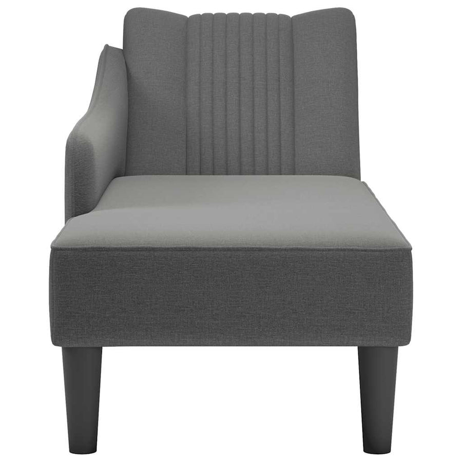 Chaise Lounge with Right Armrest Dark Grey Fabric