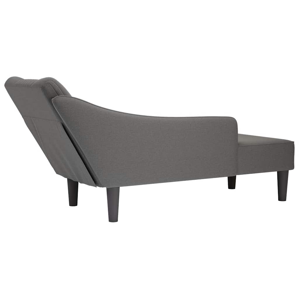 Chaise Lounge with Right Armrest Dark Grey Fabric