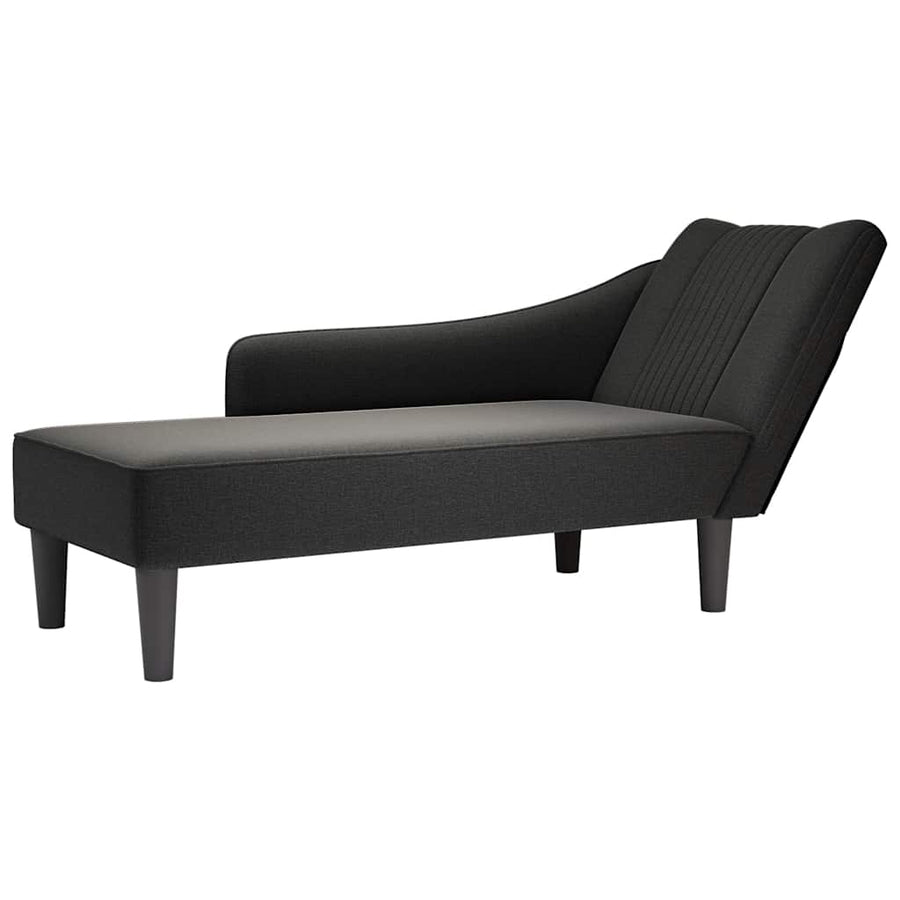 Chaise Lounge with Right Armrest Black Fabric