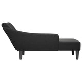 Chaise Lounge with Right Armrest Black Fabric - 45-Degree Angle