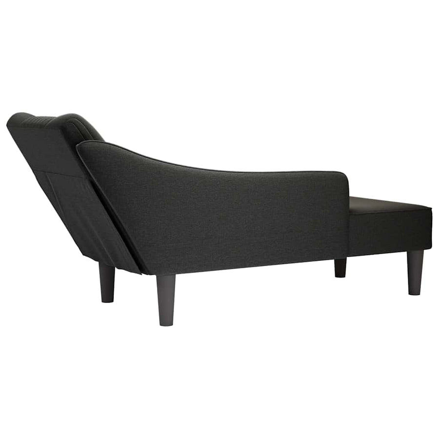 Chaise Lounge with Right Armrest Black Fabric