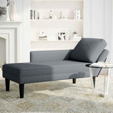 Chaise Lounge with Pillow and Right Armrest Dark Grey Velvet - Side View