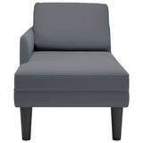 Chaise Lounge with Pillow and Right Armrest Dark Grey Velvet - Top-Down View