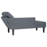 Chaise Lounge with Pillow and Right Armrest Dark Grey Velvet - Rear View