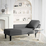 Chaise Lounge with Pillow Dark Grey Corduroy Fabric - Front View