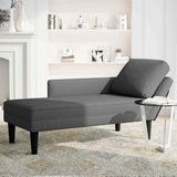 Chaise Lounge with Pillow Dark Grey Corduroy Fabric - Side View