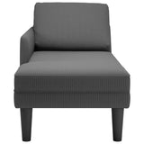 Chaise Lounge with Pillow Dark Grey Corduroy Fabric - Top-Down View