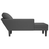 Chaise Lounge with Pillow Dark Grey Corduroy Fabric - 45-Degree Angle