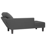 Chaise Lounge with Pillow Dark Grey Corduroy Fabric - Rear View